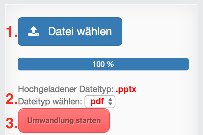 Anleitung PPTX Dateien online in PDF konvertieren